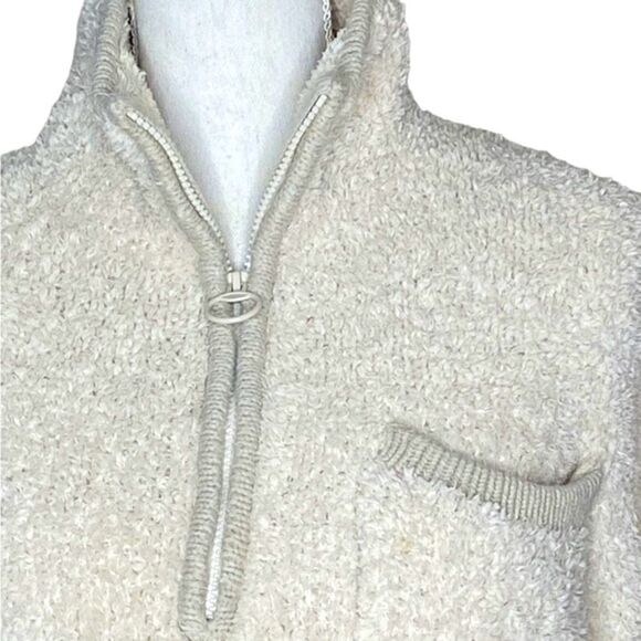 Aerie Wm’s Sz Sm Cream Beige Fuzzy Quarter Zip Pull Over Sweater Jacket - Picture 2 of 3